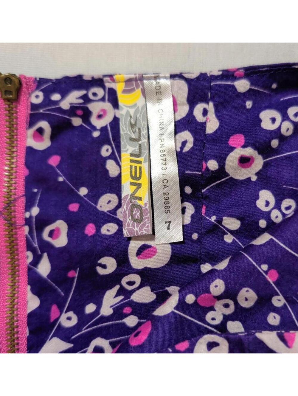 O'Neill Strapless Purple Floral Print Cotton  Dress Size 7 - Picture 6 of 7